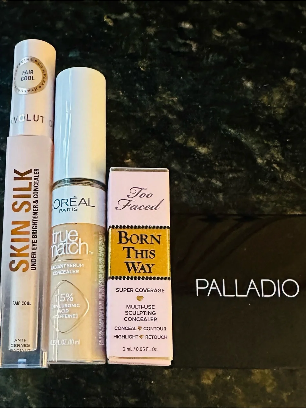 Too Faced Born This Way Coverage Concealer With Loreal-Revolution And Palladio